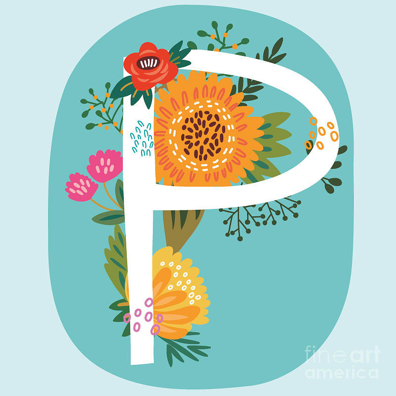 Love Digital Art - Vector Hand Drawn Floral Monogram With by Marushabelle Love Digital Art - Vector Hand Drawn Floral Monogram With by Marushabelle