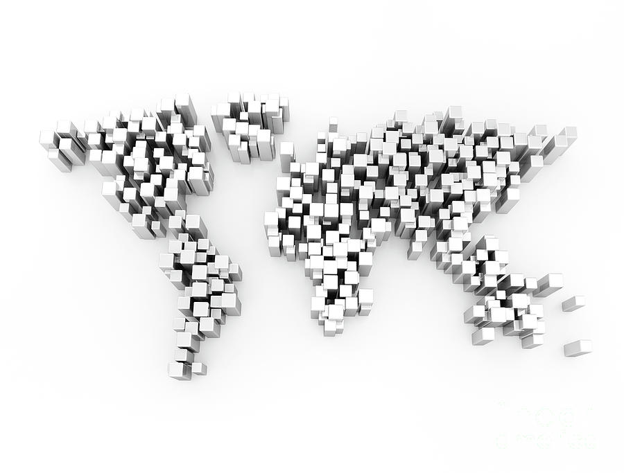 Cube Photograph - World Map #20 by Jesper Klausen/science Photo Library