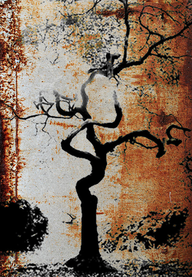 2000 Year Old Tokyo Tree Sepia Brown Texture  Painting by Robert R Splashy Art Abstract Paintings