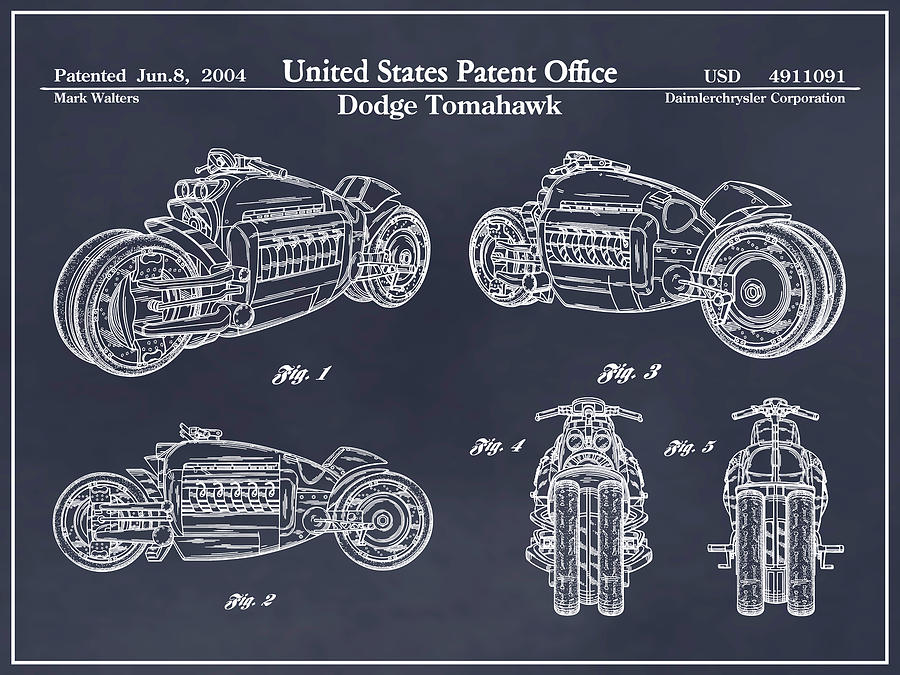 2003 Dodge Tomahawk V12 Blackboard Patent Print Drawing by Greg Edwards