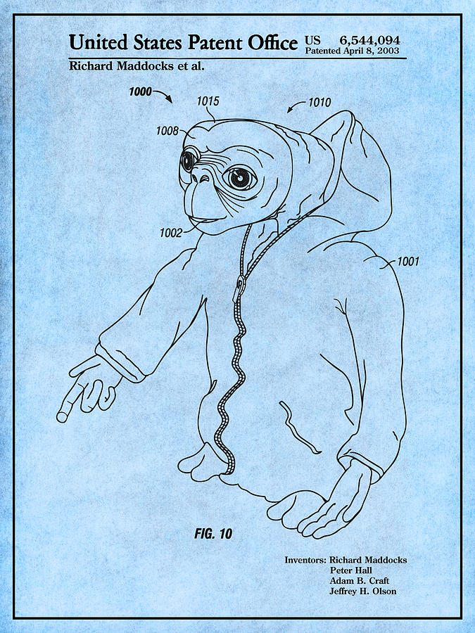 2003 E. T. The Extra Terrestrial Light Blue Drawing by Greg Edwards