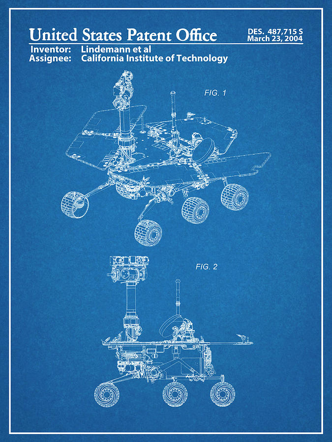 2004 NASA Mars Exploration Rover Blueprint Patent Print Drawing by Greg Edwards