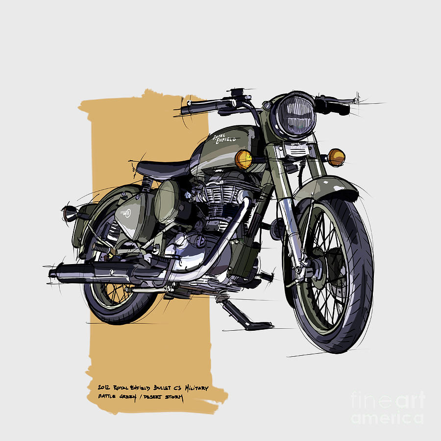 drawing realistic royal Enfield bullet continental gt 650 by pencil shade -  YouTube