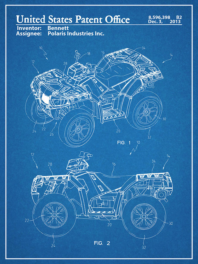 2013 Polaris ATV Patent Print Blueprint Drawing by Greg Edwards