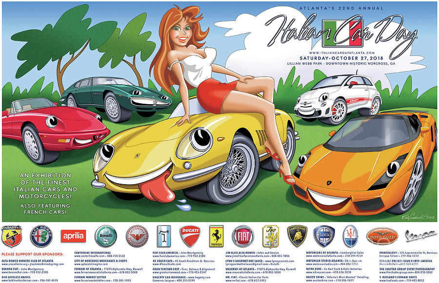 2018-2019 Atlanta Italian Car Day Poster by Rick Andreoli 2018-2019 Atlanta Italian Car Day Poster by Rick Andreoli