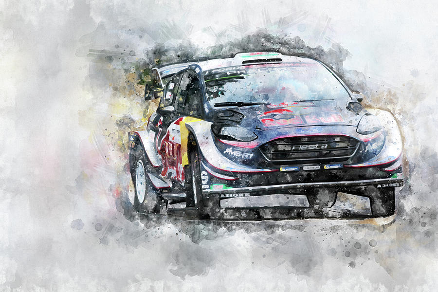 2018 Ford Fiesta WRC rally car Digital Art by Roger Lighterness