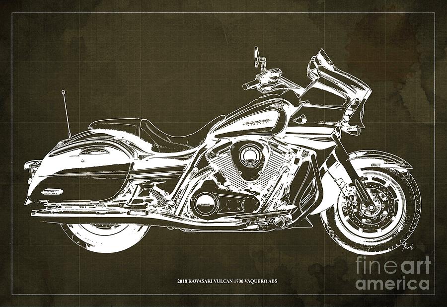 2018 Kawasaki Vulcan 1700 Vaquero ABS Blueprint Vintage Old Brown ...