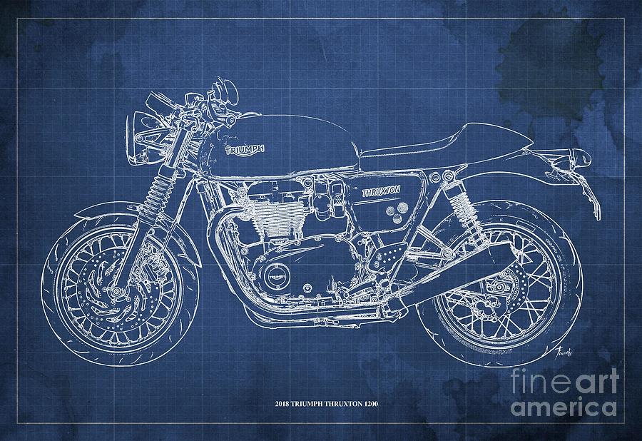 Triumph Thruxton 1200 R A4 reproduction poster with choice of frame 