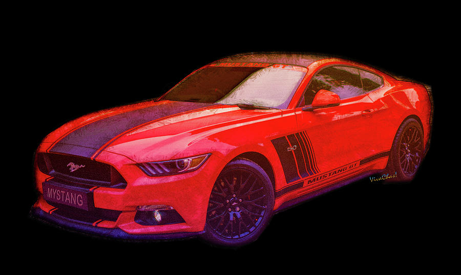 2019 Ford Mustang GT 5.0 Illustration Digital Art by Chas Sinklier