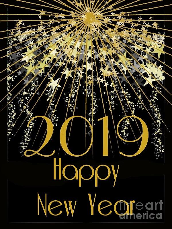 2019 Happy New Year Card by Delynn Addams Digital Art by Delynn Addams