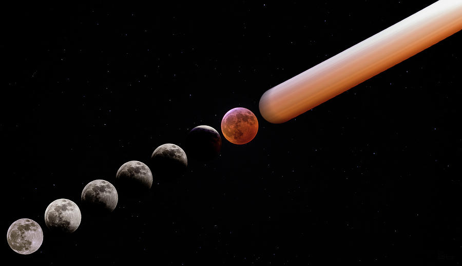 2019 Lunar Eclipse composite image sequence from Wisconsin Photograph by Peter Herman