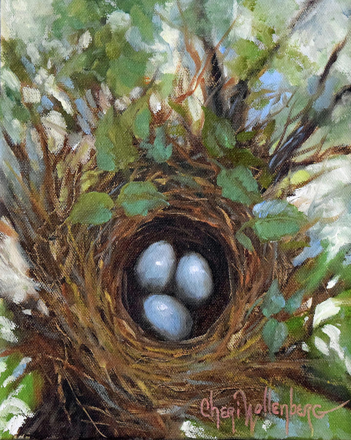 2019 Spring Bird Nest I Painting by Cheri Wollenberg