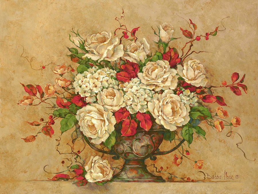 Still Life Painting - 20513 Autumn Rose Urn by Barbara Mock