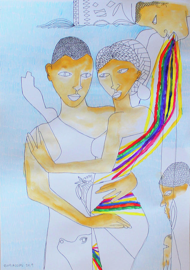 Kintu and Nambi #209 Painting by Gloria Ssali