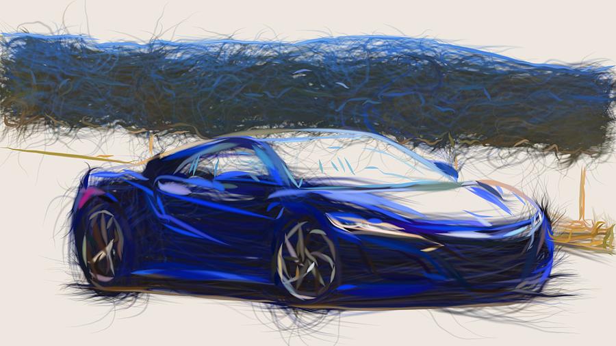Acura NSX Draw #21 Digital Art by CarsToon Concept