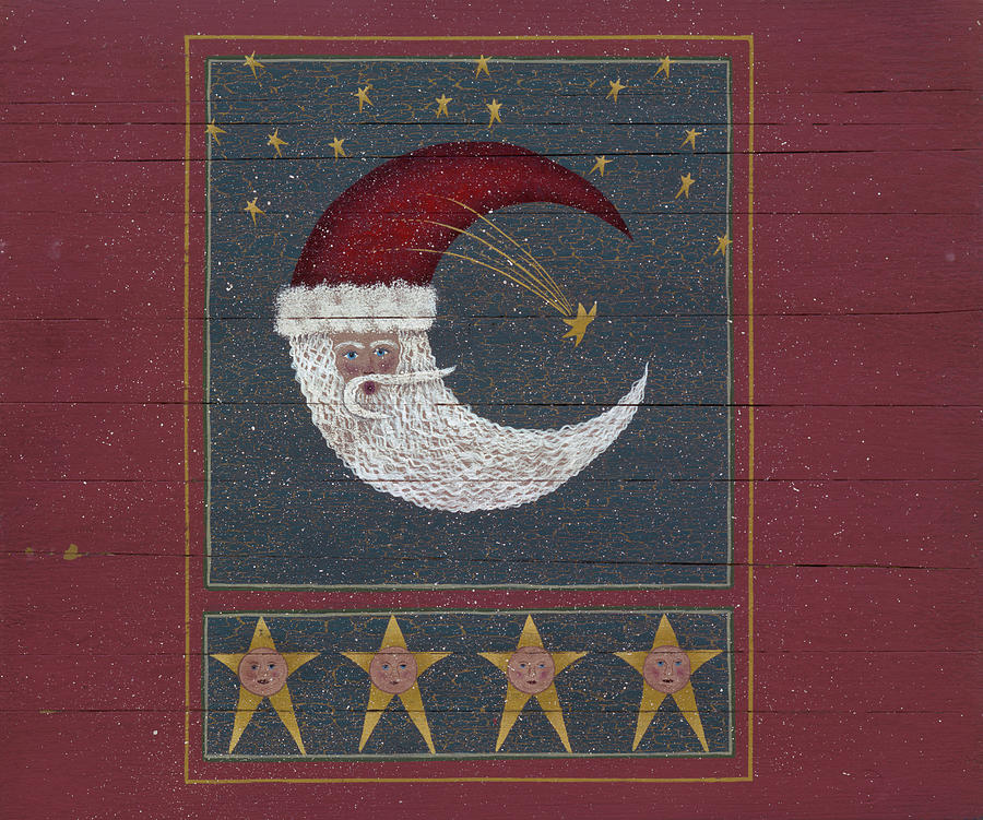 21 Another Half Moon Santa Painting by Susan Clickner