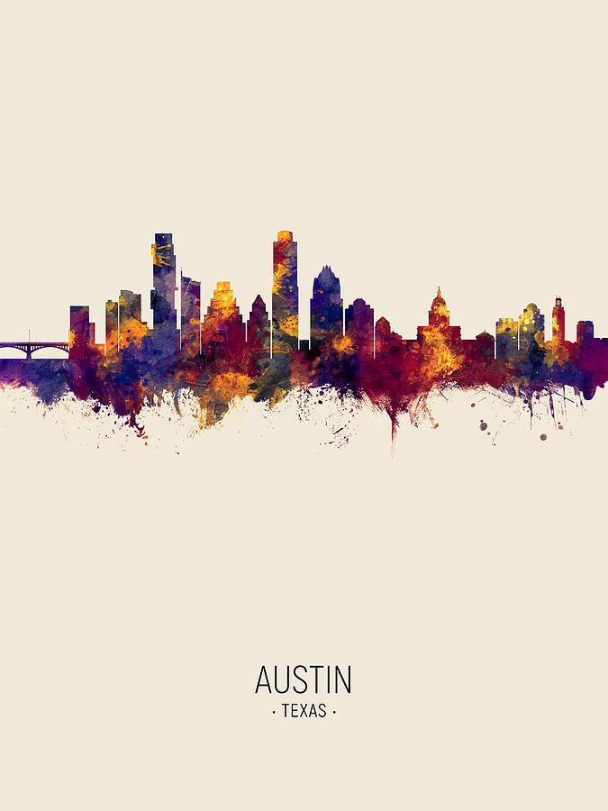 Austin Texas Skyline #21 Digital Art by Michael Tompsett