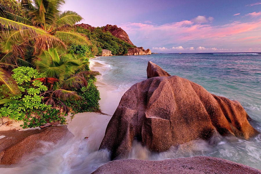 Beach With Granite Rocks, Seychelles #21 Digital Art by Reinhard Schmid