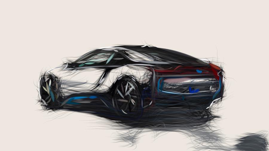 BMW i8 Drawing #22 Digital Art by CarsToon Concept