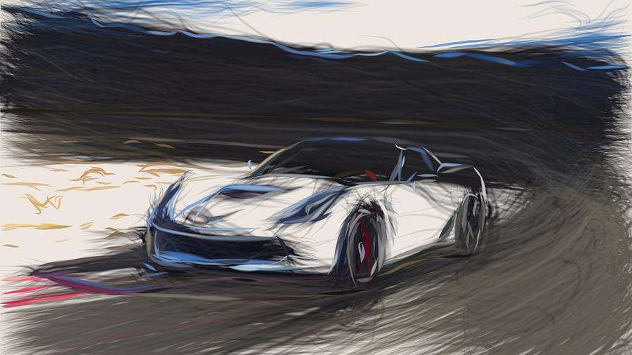 Chevrolet Corvette Z06 Drawing #22 Digital Art by CarsToon Concept