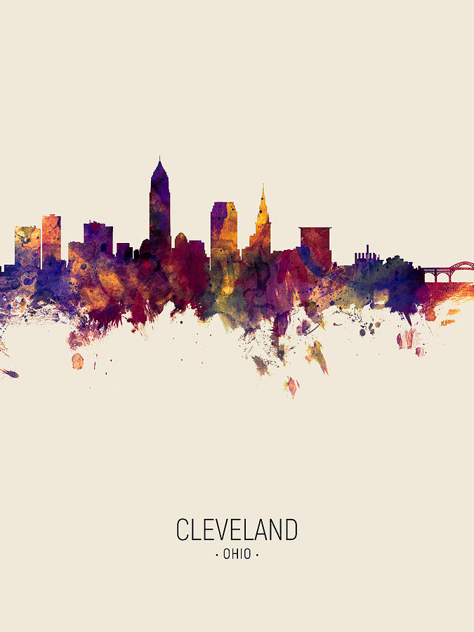 Cleveland Digital Art - Cleveland Ohio Skyline #21 by Michael Tompsett