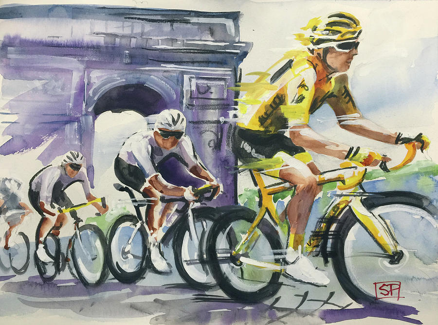 21 Gerant Thomas Winner Stage 21 2018 Painting by Shirley Peters