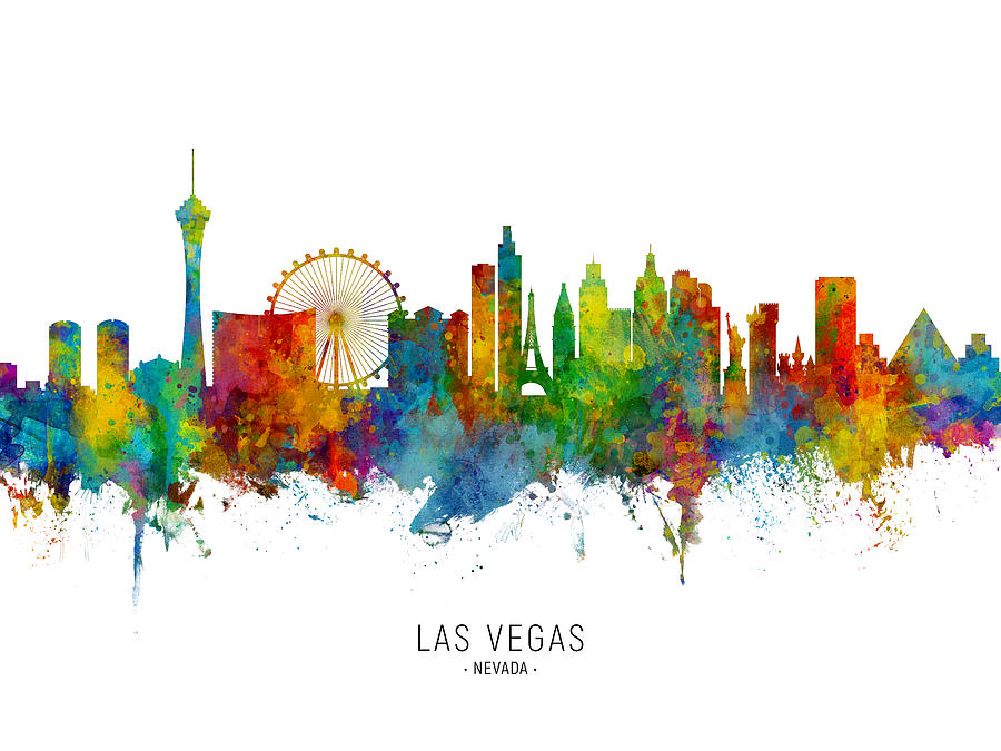 Las Vegas Digital Art - Las Vegas Nevada Skyline #21 by Michael Tompsett