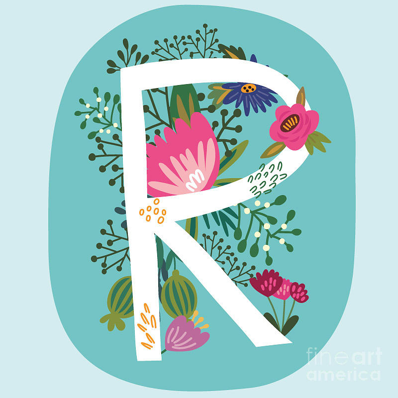 Love Digital Art - Vector Hand Drawn Floral Monogram With by Marushabelle Love Digital Art - Vector Hand Drawn Floral Monogram With by Marushabelle