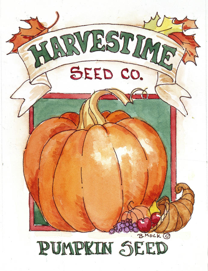 Apple Painting - 2102 Harvestime Pumpkin-seed Packet by Barbara Mock