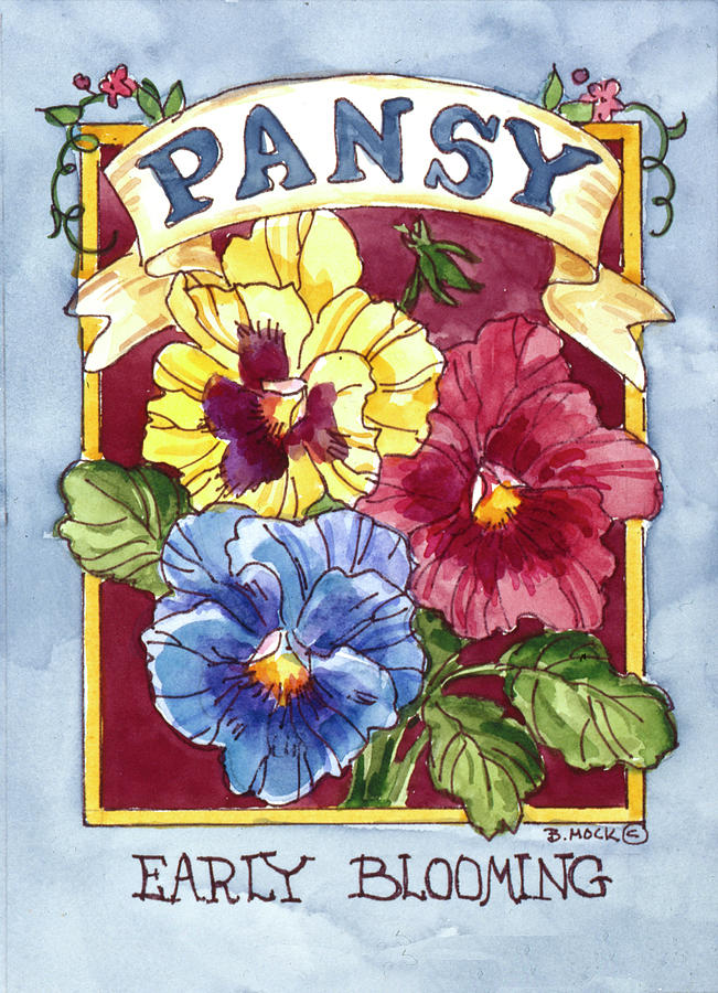 Nature Painting - 2103 Large Pansy-seed Packet by Barbara Mock
