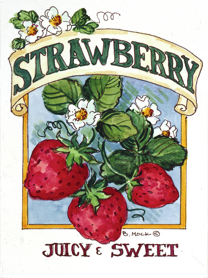 Fruit Painting - 2110 Juicy And Sweet Strawberry-seed Packet by Barbara Mock