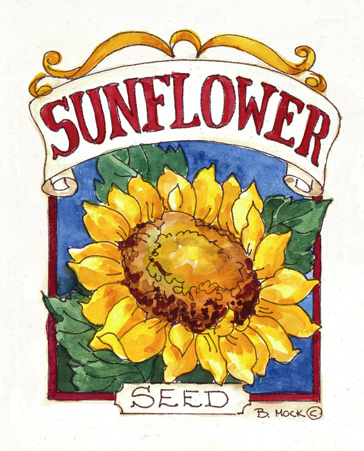 Nature Painting - 2112 Sunflower-seed Packet by Barbara Mock