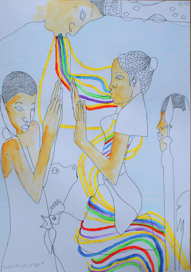 Kintu and Nambi #212 Painting by Gloria Ssali