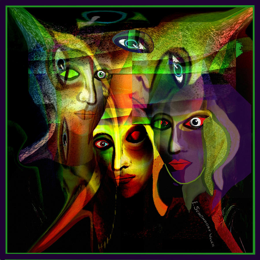 214 A - The  Devils Angels  Digital Art by Irmgard Schoendorf Welch