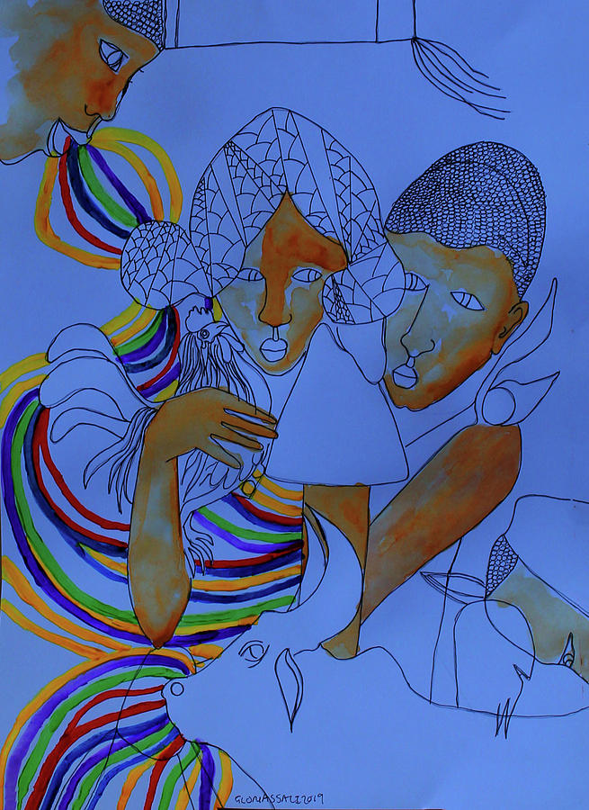 Kintu and Nambi #214 Painting by Gloria Ssali