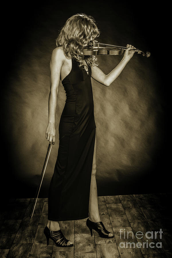 214.1854 Violin Musician Black and White #2141854 Photograph by M K Miller