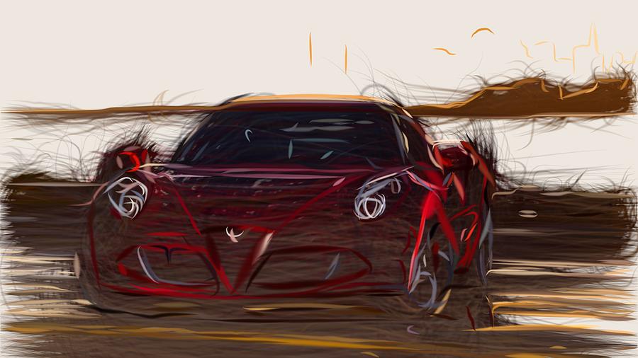 Alfa Romeo 4C Drawing #23 Digital Art by CarsToon Concept