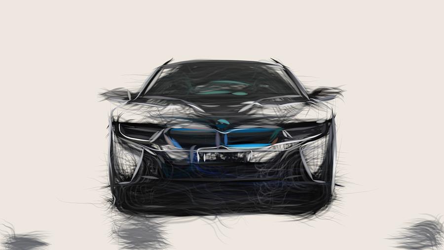 BMW i8 Drawing #23 Digital Art by CarsToon Concept