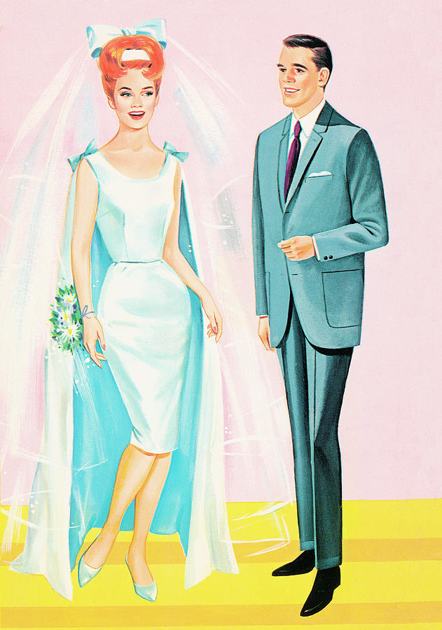 Vintage Drawing - Bride and groom #22 by CSA Images