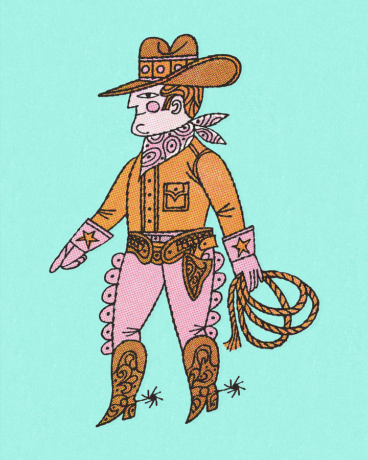 Vintage Drawing - Cowboy #22 by CSA Images
