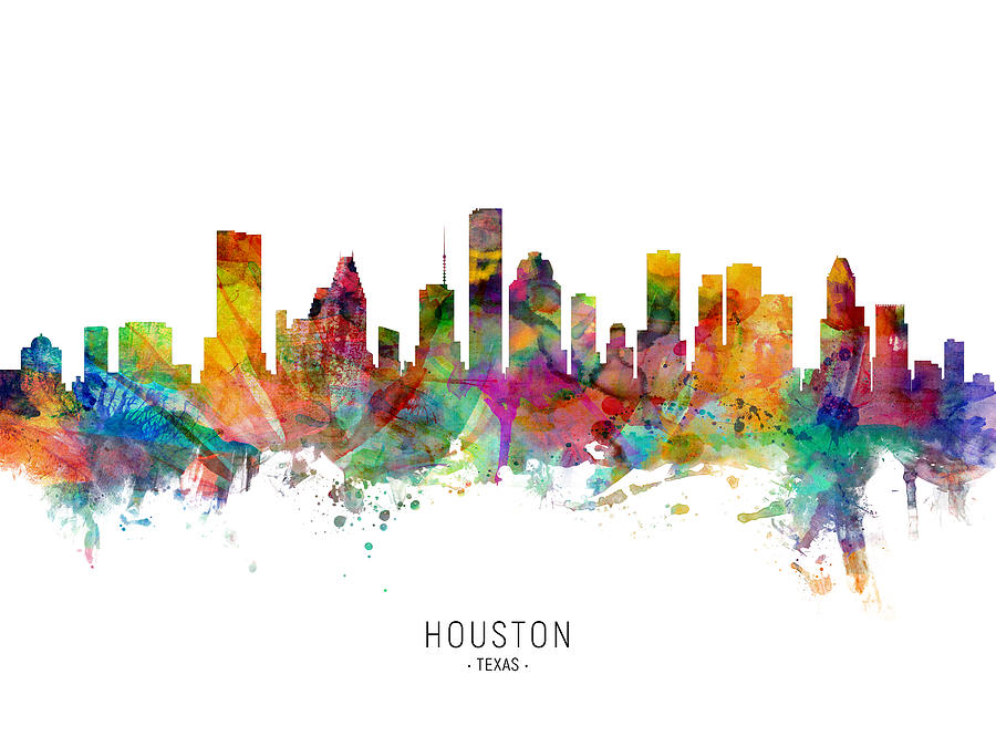 Houston Digital Art - Houston Texas Skyline #22 by Michael Tompsett