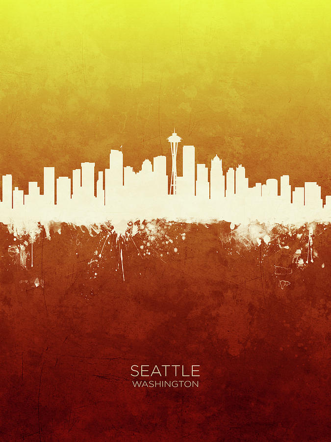 Seattle Washington Skyline #22 Digital Art by Michael Tompsett