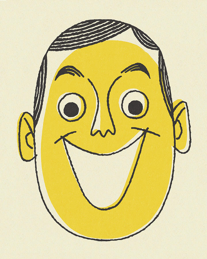 Vintage Drawing - Smiling Man #22 by CSA Images
