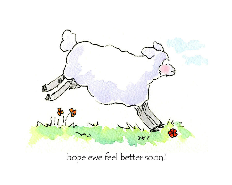 Sheep Painting - 22n Ewe-hope Feel Better by Jennifer Zsolt