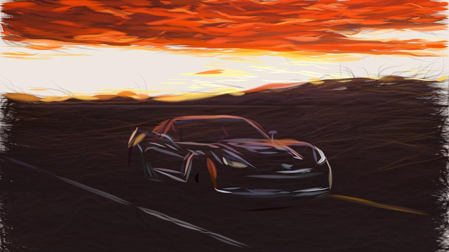 Chevrolet Corvette Z06 Drawing #24 Digital Art by CarsToon Concept