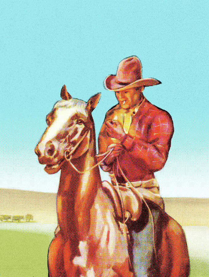 Vintage Drawing - Cowboy #23 by CSA Images