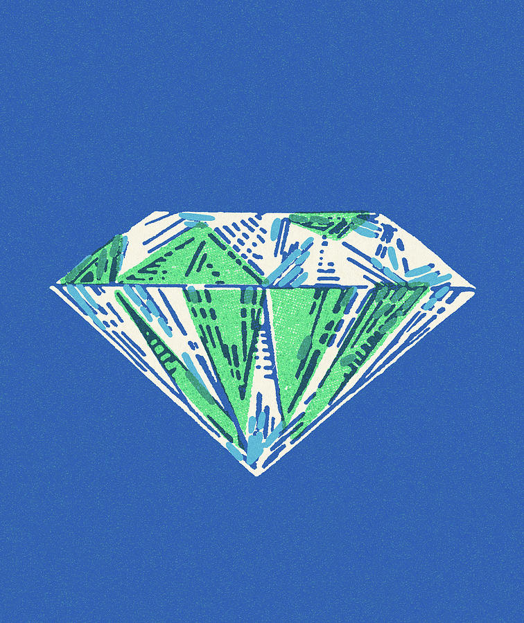 Vintage Drawing - Diamond #23 by CSA Images