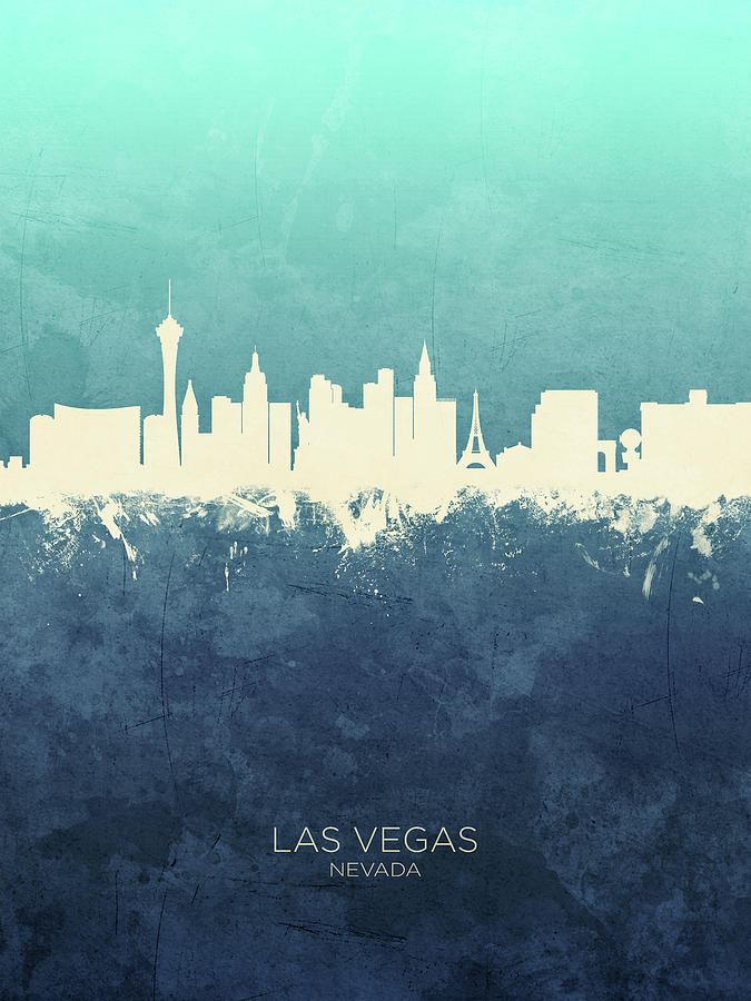 Las Vegas Digital Art - Las Vegas Nevada Skyline #23 by Michael Tompsett