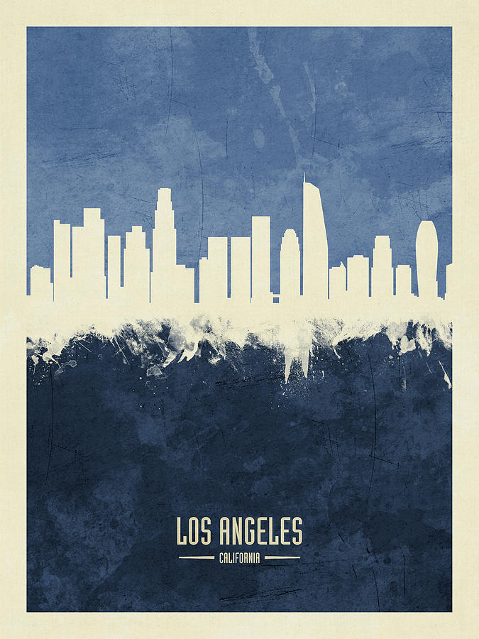 Los Angeles Digital Art - Los Angeles California Skyline #23 by Michael Tompsett