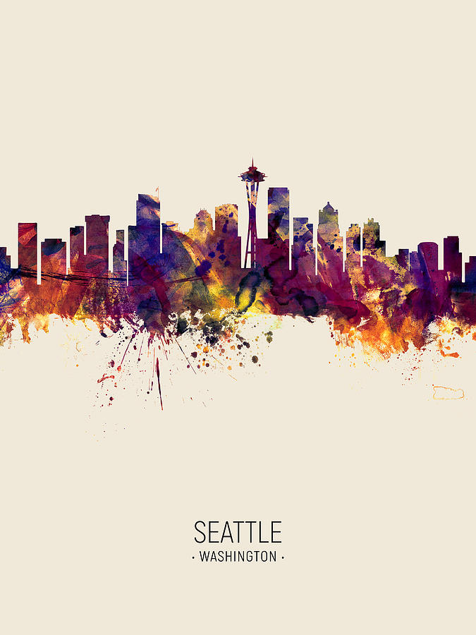 Seattle Washington Skyline #23 Digital Art by Michael Tompsett